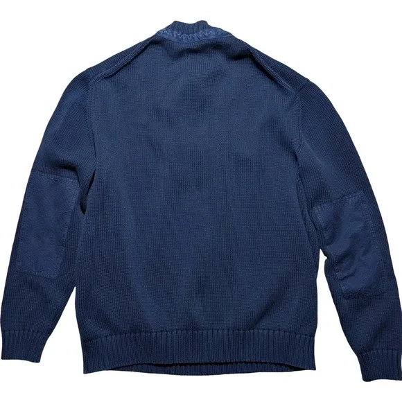 Cutter & Buck Blue‎ Cotton Sweater XL Chunky Knit Elbow Patch - Picture 4 of 13